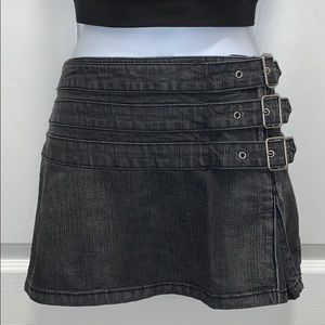 Express Gray / Black Denim Mini Skirt